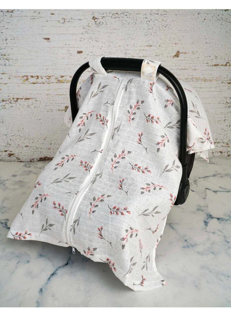 juniperus Pink Leaf Muslin Stroller Cover with Zipper