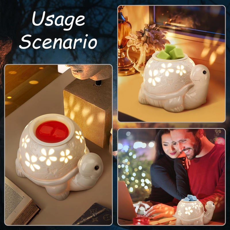 LESES Electric Wax Melt Warmer, Turtle Ceramic Wax Warmer Burner for Scented Cubes, Candle Wax Melter with 2 Light Bulbs Fragrance Oil Warmer for Home Bedroom Aromatherapy Gifts for Mom Grandma - Image 4