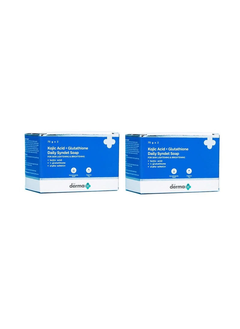 THE derma Co - The Derma Co Kojic Acid + Glutathione Daily Syndet Soap with Kojic Acid, L-Glutathione & Alpha-Arbutin for Skin Lightening & Brightening - Pack of 2 - Image 1