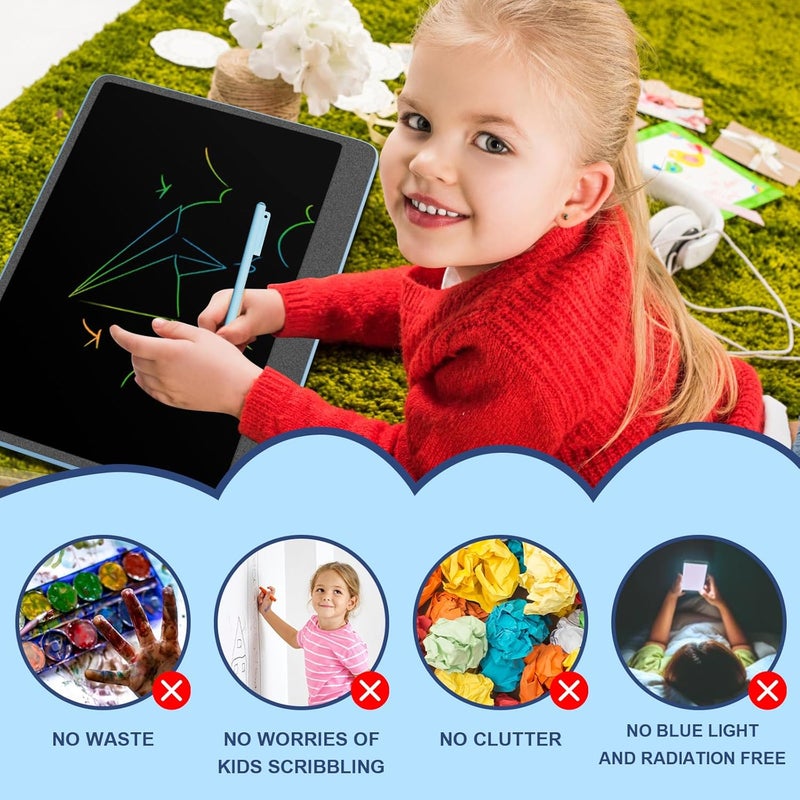 16 Inch LCD Writing Tablet, [Upgraded] Colorful Drawing Tablet Electronic Writing Board, Erasable Reusable Eye Protection Doodle Scribbler Pad, Educational Birthday Christmas Gifts for Kids - Blue - Image 5