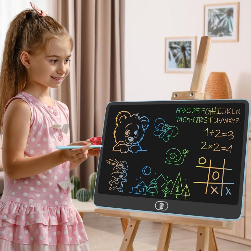 16 Inch LCD Writing Tablet, [Upgraded] Colorful Drawing Tablet Electronic Writing Board, Erasable Reusable Eye Protection Doodle Scribbler Pad, Educational Birthday Christmas Gifts for Kids - Blue - Image 4