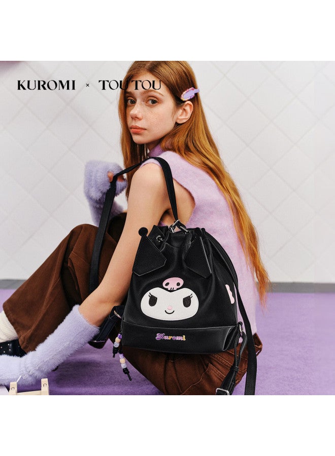 Toutou Kuromi Collaboration Women's Bucket Backpack Multi-use Small Bucket Bag Birthday Gift - Image 3