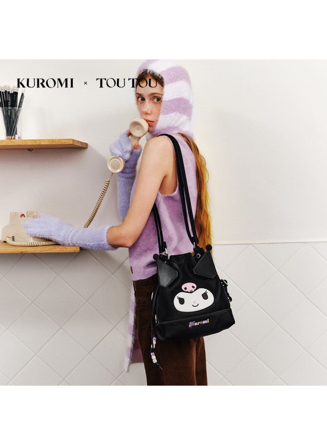 Toutou Kuromi Collaboration Women's Bucket Backpack Multi-use Small Bucket Bag Birthday Gift - Image 4