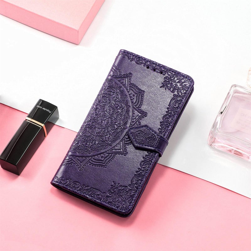 HuHa Protective Cover For Motorola Moto G 2025 Mandala Flower Embossed Leather Phone Case(Purple) - Image 5