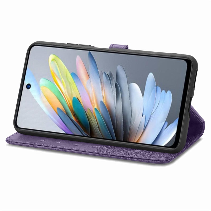 HuHa Protective Cover For Motorola Moto G 2025 Mandala Flower Embossed Leather Phone Case(Purple) - Image 4