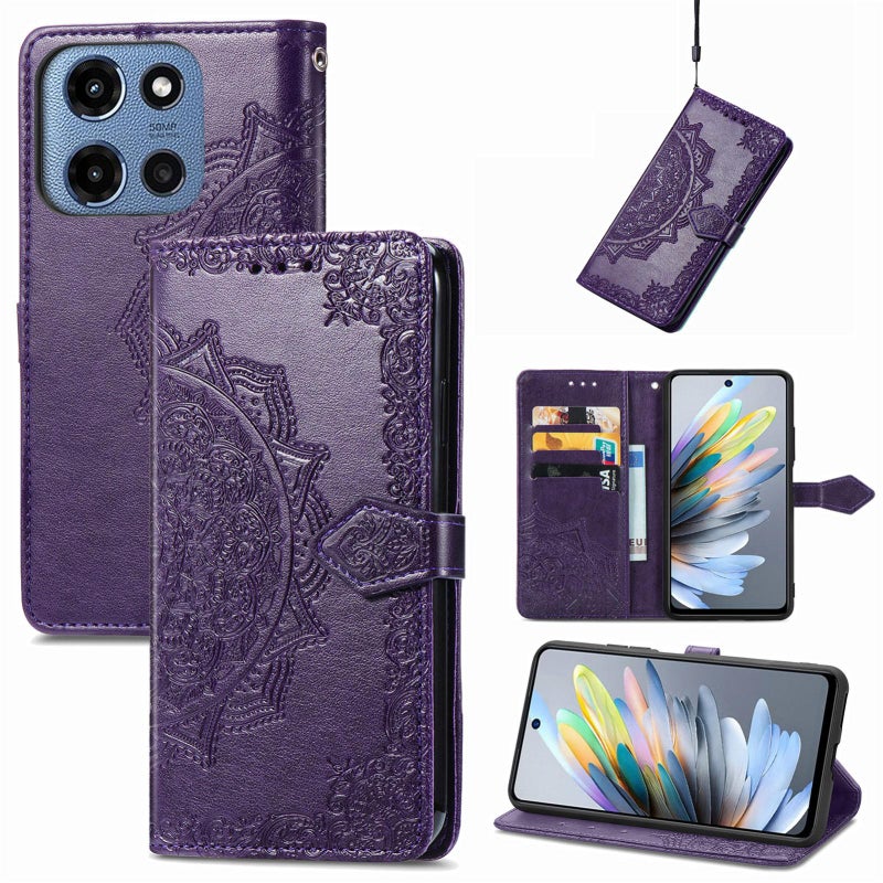 HuHa Protective Cover For Motorola Moto G 2025 Mandala Flower Embossed Leather Phone Case(Purple) - Image 1