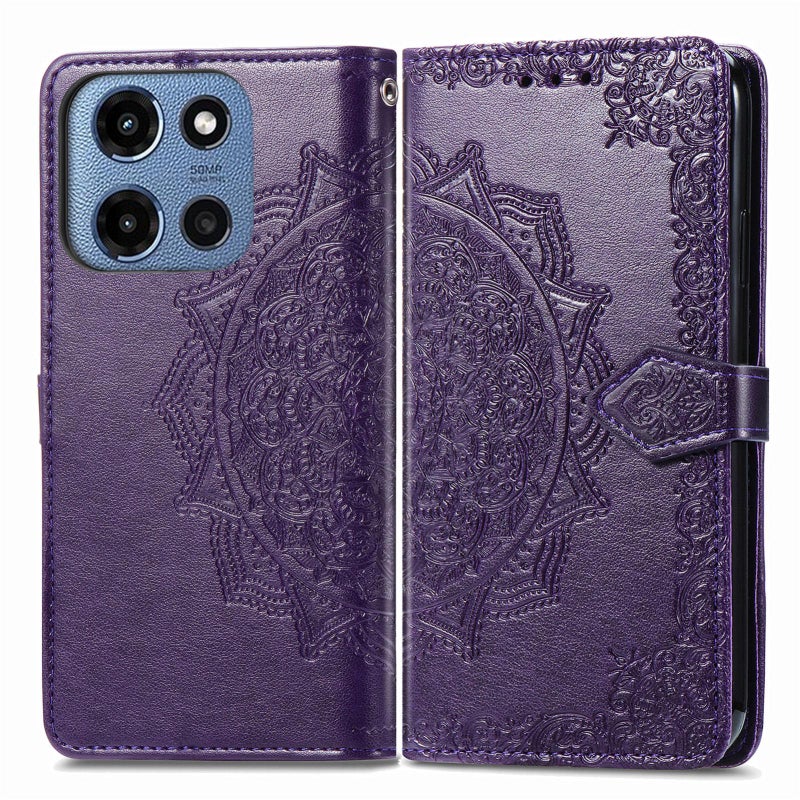 HuHa Protective Cover For Motorola Moto G 2025 Mandala Flower Embossed Leather Phone Case(Purple) - Image 2