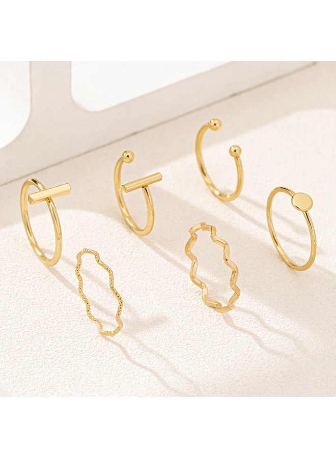 Univer Tang Trendy 6 Ring Set for Women, Mix & Match Stackable Styles, Chic Minimal Bands for Effortless Layering & Daily Fashion Looks - Image 2