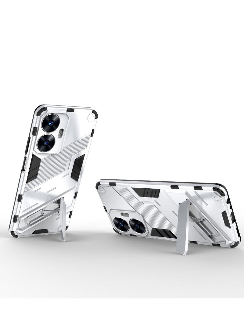 Generic - Punk Armor 2 in 1 PC Tpu Shockproof Phone Case with Invisible Holder For Realme C55 (white) - Image 1