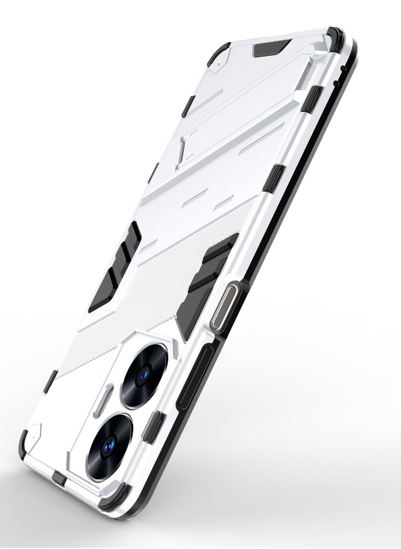 Generic - Punk Armor 2 in 1 PC Tpu Shockproof Phone Case with Invisible Holder For Realme C55 (white) - Image 1