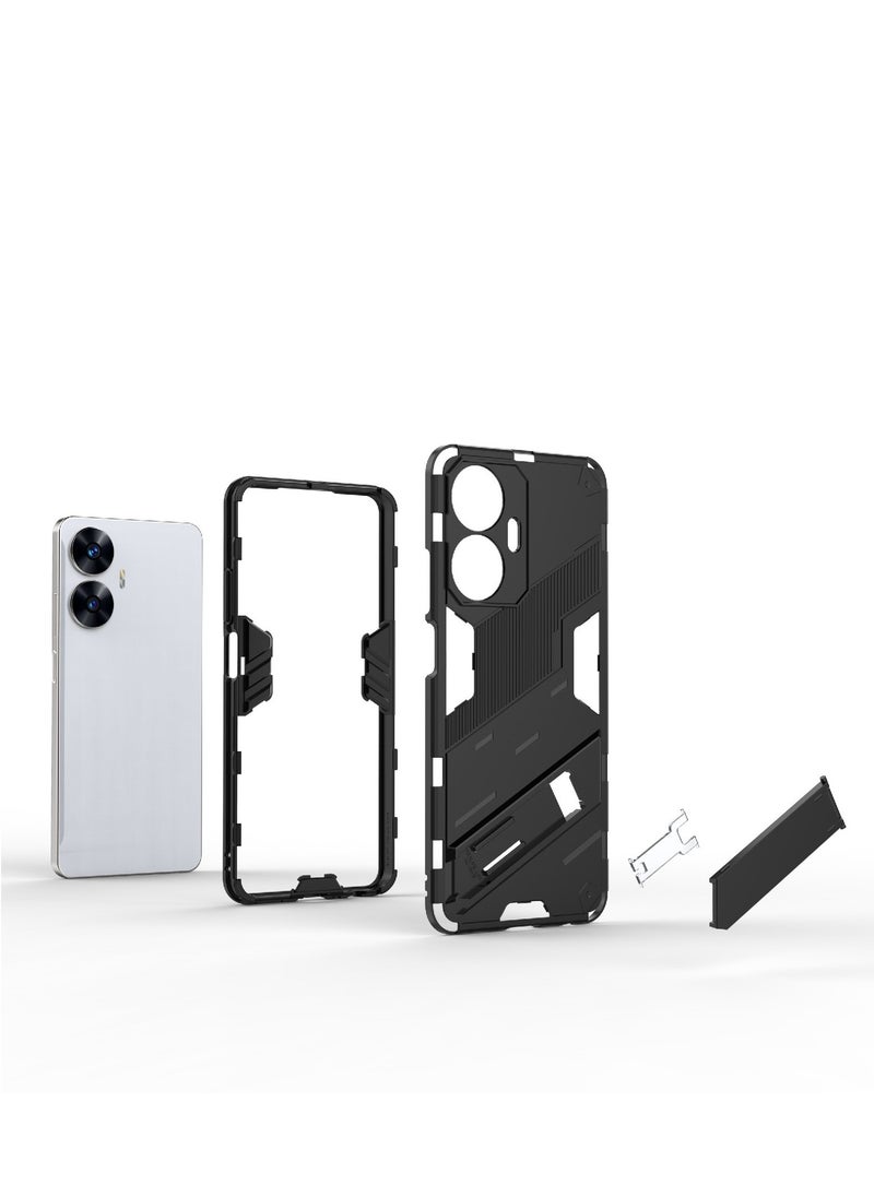 Generic - Punk Armor 2 in 1 PC Tpu Shockproof Phone Case with Invisible Holder For Realme C55 (white) - Image 1