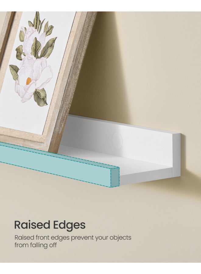 SONGMICS Floating Shelf Set of 3, Wall Shelves, Shelf for Photo Frames and Decorations, for Living Room, Home Office, Bathroom, Kitchen, Glossy White - Image 5