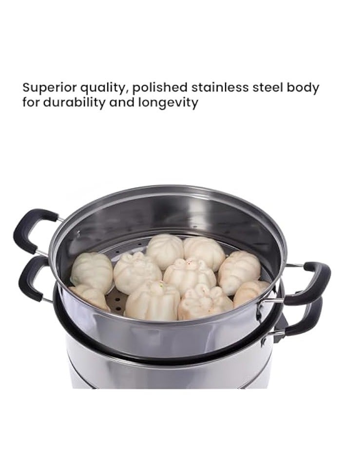 Green Tiger 3 Layers Stainless Steel Steamer Pot with Handles & Lid, Multi-Layer Cooking Pot, Steam Pot Includes Cooking Pot - Image 2