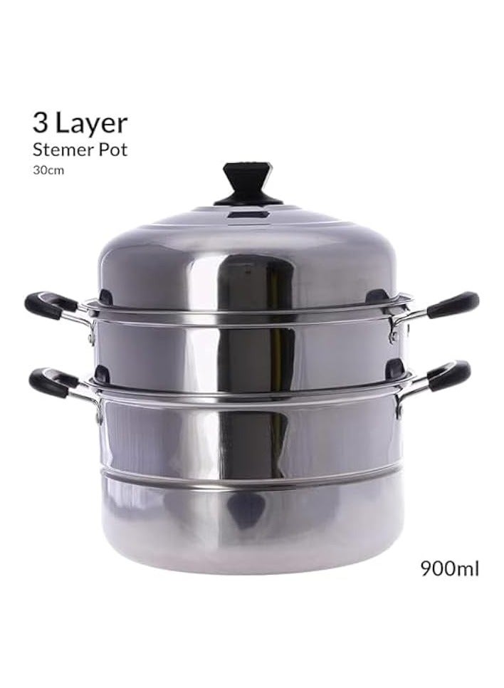 Green Tiger 3 Layers Stainless Steel Steamer Pot with Handles & Lid, Multi-Layer Cooking Pot, Steam Pot Includes Cooking Pot - Image 3