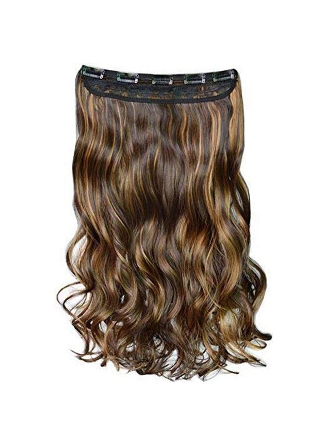 MoonEyes Curly/Wavy Hair Extensions In High Temperature Synthetic Fiber Highlighter In Black And Golden Color 5 Clips Head 1 Piece For Women And Girls In 24 Inch - Image 3