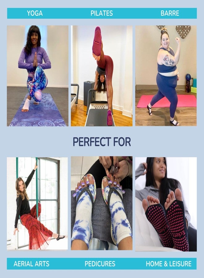 Tucketts Flow Toeless Non-Slip Grip Socks - Anti Skid Yoga, Barre, Pilates, Home & Leisure, Pedicure - L/XL - 1 pair Black/Sheer Gala Large - Image 4