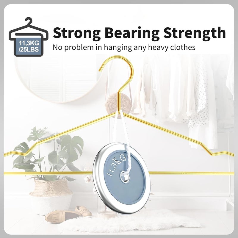 SPECILITE Metal Hangers 30 Pack Heavy Duty, Strong Wire Clothes Hangers with Notches, Space Saving Hangers Bulk for Standard Size Coats, Shirts, Suits, Pants, Shiny Gold - Image 2