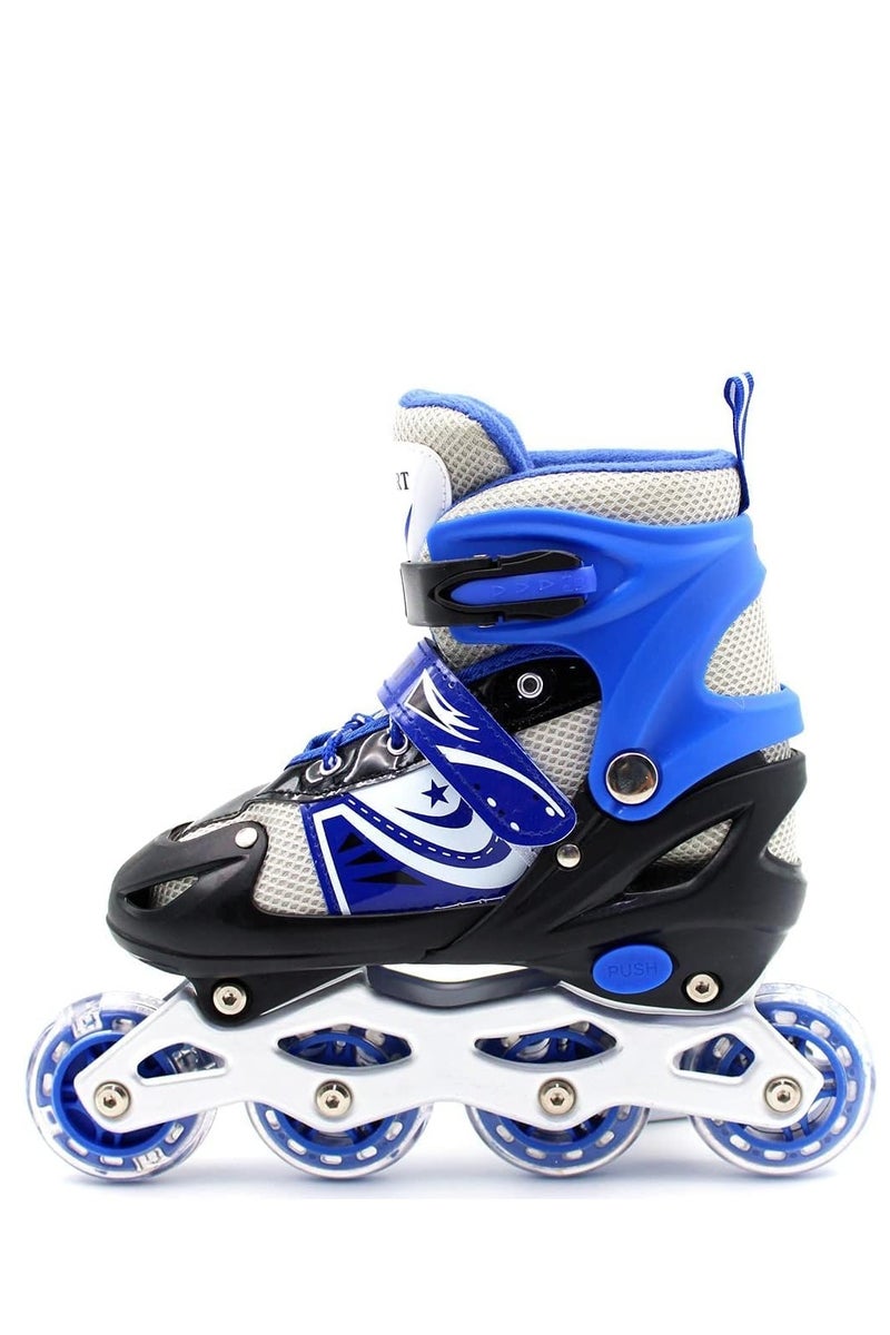 إيزي فيتشور زلاجات مضمنة قابلة للتعديل للأطفال مع عجلات وامضة - تتضمن معدات حماية للركبة والكوع والمعصم - متوفرة بأربعة ألوان وثلاثة أحجام - Image 4