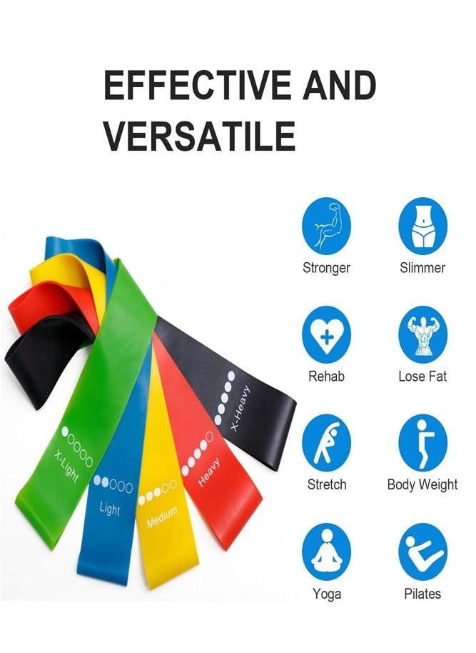 Versatile 5 Piece Fitness Exercise Bands Resistance Training for Strength and Flexibility