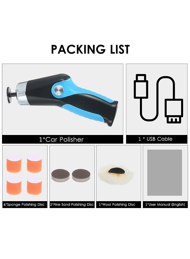 60W Mini Polishing Machine with USB Charging Cable 8500RPM Variable Speed Car Polisher Electric Polisher Cleaning Polishing Waxing Machine Automobile Surface Scratch Repair Tool Scratch Remover  - Image 4