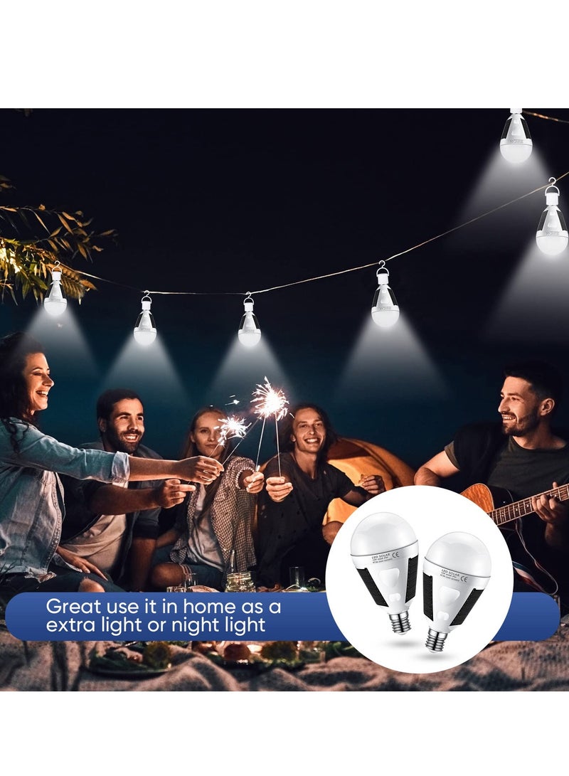 4-تغليف لمبات طوارئ شمسية LED، E26/E27 7W قابلة للشحن لقطع الطاقة، 6000K ضوء النهار الأبيض، مثالي للاستعداد للأعاصير، التخييم الخارجي، وممارسة رياضة المشي. - Image 5