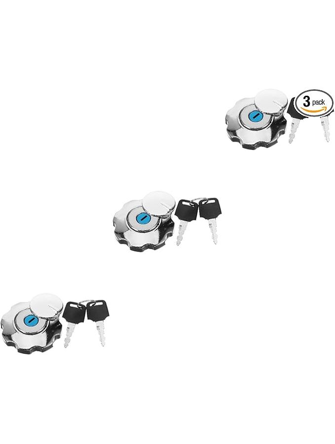 3 Pack Motorcycle Locking Gas Cap Key Fuel Tank Cover Easy to Install - Image 1