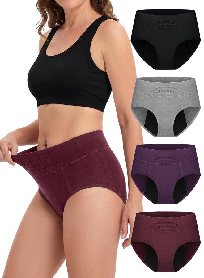 IGOLUMON Period Underwear for Women, 4-Pack Leakproof Postpartum Panties Menstrual Underwear Bladder Control Incontinence Protective Briefs,4 Pack - Image 1