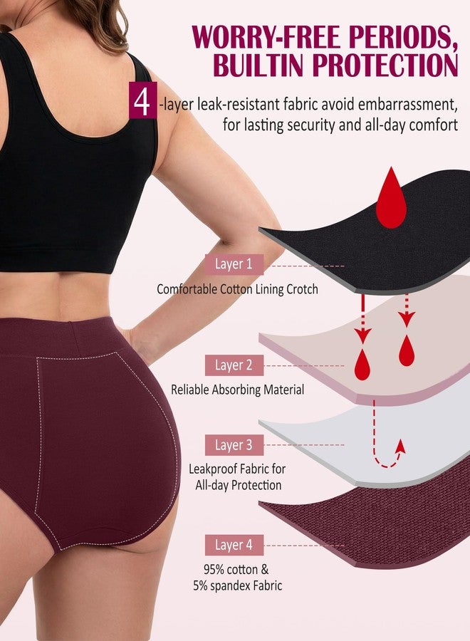 IGOLUMON Period Underwear for Women, 4-Pack Leakproof Postpartum Panties Menstrual Underwear Bladder Control Incontinence Protective Briefs,4 Pack - Image 2