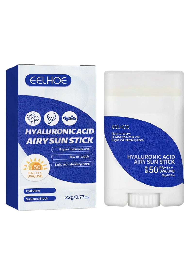 EELHOE Hyaluronic Acid Sun Stick, Moisturizing Sunscreen Stick SPF 50+ PA++++ Sunscreen for Face & Body, Refreshing Non-greasy Travel Size Face Sunscreen, Lightweight Sun Screen for All Skin Types 22g - Image 1