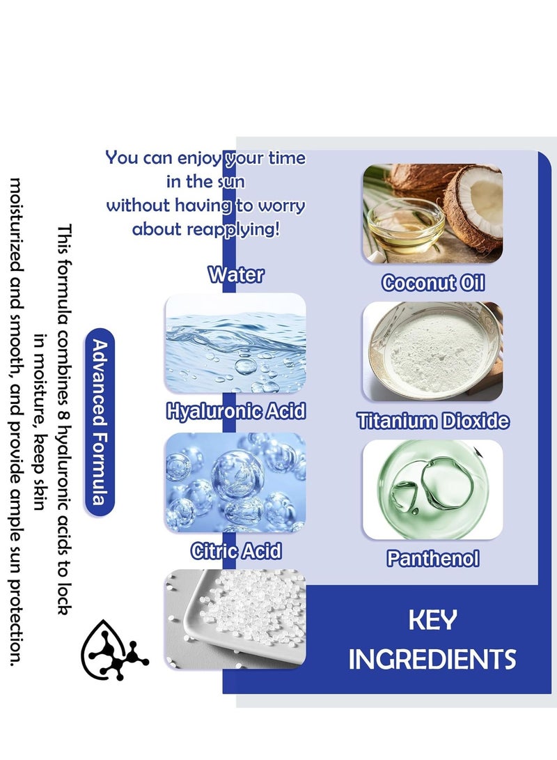 EELHOE Hyaluronic Acid Sun Stick, Moisturizing Sunscreen Stick SPF 50+ PA++++ Sunscreen for Face & Body, Refreshing Non-greasy Travel Size Face Sunscreen, Lightweight Sun Screen for All Skin Types 22g - Image 5