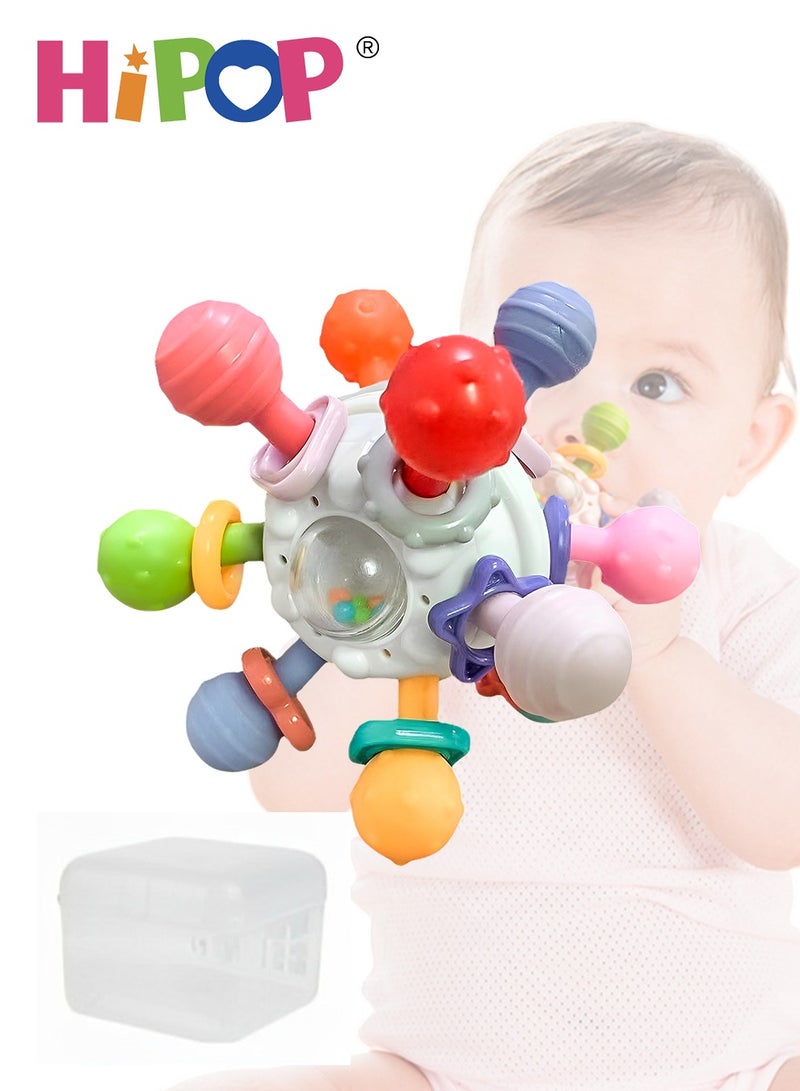 HIPOP Baby Toys Manhattan Ball,Colorful Teething Toys,Environmental Protection Soft Glue,Can Bite,Baby Hand Grip Ball Rattle Toy - Image 1