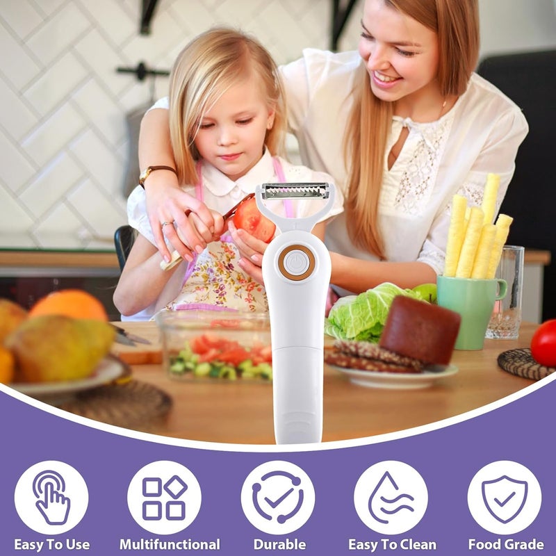 windforgecraft Electric Potato Peeler Peeler Multi-Functional Handheld Electric Vegetables and Fruit Peeler with Three Stainless Steel Paring Knife for Apples Potato Carrots Cucumber (Battery) - Image 5