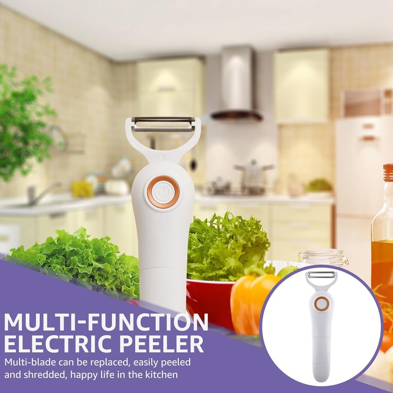 windforgecraft Electric Potato Peeler Peeler Multi-Functional Handheld Electric Vegetables and Fruit Peeler with Three Stainless Steel Paring Knife for Apples Potato Carrots Cucumber (Battery) - Image 3