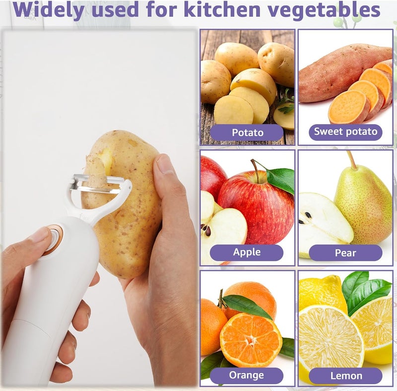 windforgecraft Electric Potato Peeler Peeler Multi-Functional Handheld Electric Vegetables and Fruit Peeler with Three Stainless Steel Paring Knife for Apples Potato Carrots Cucumber (Battery) - Image 4
