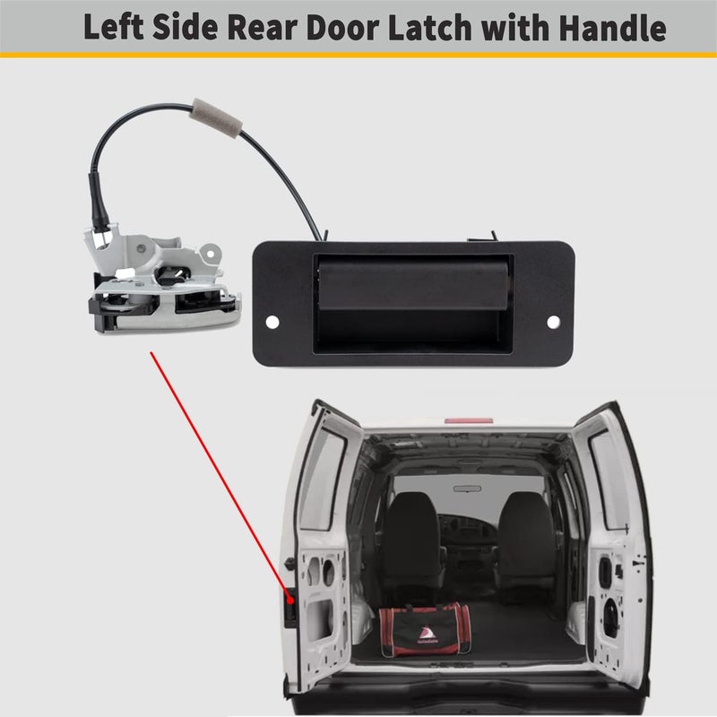 Qagea Rear Door Latch with Handle - Left Driver Side for Ford E-Series (1992-2019) - Image 3