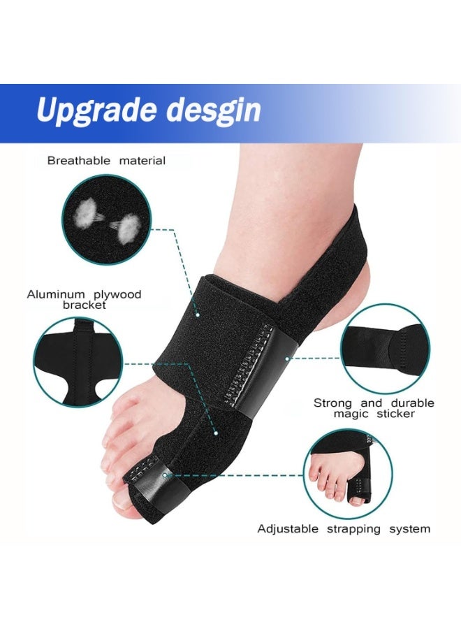 زوج من مشد تصحيح انحراف إبهام القدم للرجال والنساء - دعامة إصبع القدم الكبيرة قابلة للتعديل لتخفيف آلام الورم العظمي، دعم ليلي لتقويم القدم - Image 4