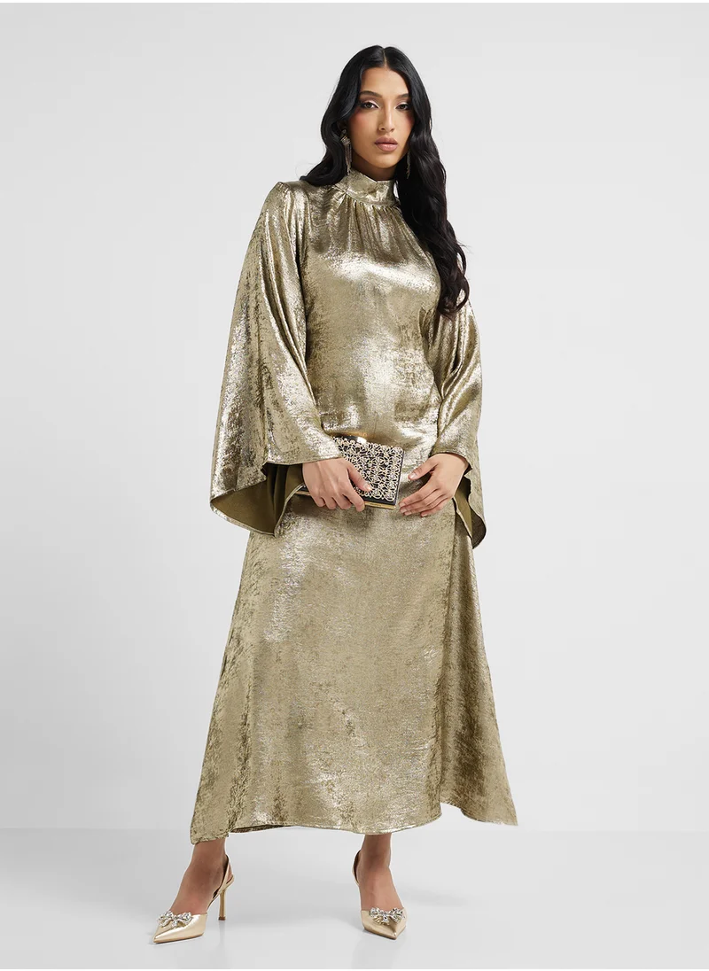 خزانة Shimmer Dress With Flare Sleeeves