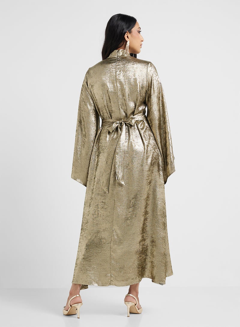 Khizana Shimmer Dress With Flare Sleeeves - Image 2