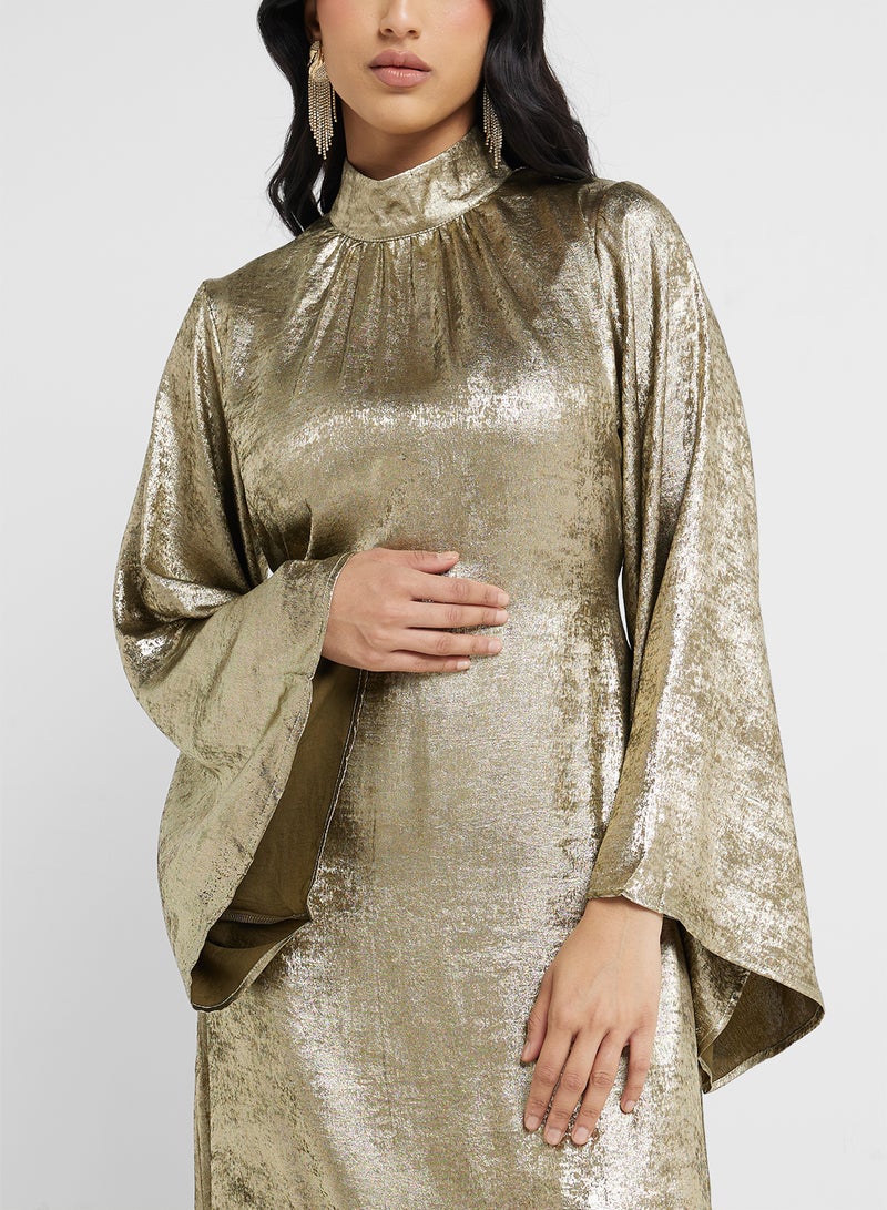 Khizana Shimmer Dress With Flare Sleeeves - Image 3