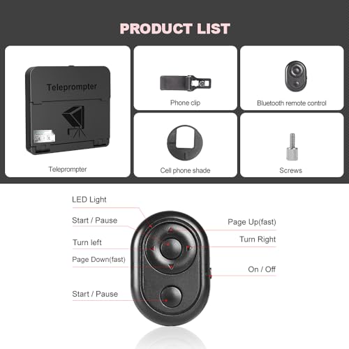 LENSGO TC7S Portable Teleprompter for Phone, One-Second Fold Mini Teleprompter with Remote Control,App Compatible with iPhone & Android for Online Teaching Vlog Live Streaming Interview - Image 4