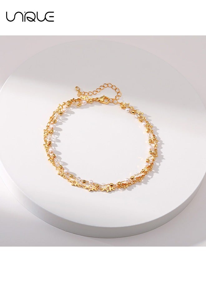 Unique Anklet - Star Tassel Anklet - Gold Anklet - Beaded Anklet - Simple and Elegant - Gift - Image 5
