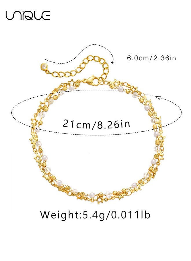 Unique Anklet - Star Tassel Anklet - Gold Anklet - Beaded Anklet - Simple and Elegant - Gift - Image 2