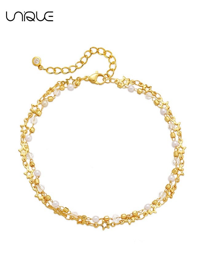 Unique Anklet - Star Tassel Anklet - Gold Anklet - Beaded Anklet - Simple and Elegant - Gift - Image 1