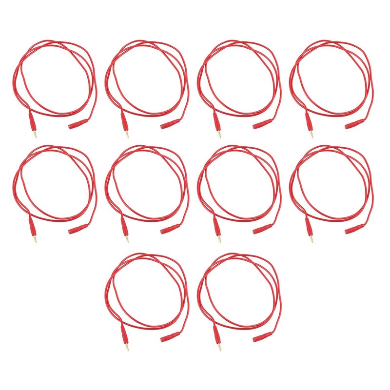Banana Plug Test Lead Set, 10 Pieces, PVC Brass Electrical Testing Cable 2mm Red - Durable Build, High Conductivity, Ideal for Automotive Diagnostics (Red) - Image 1