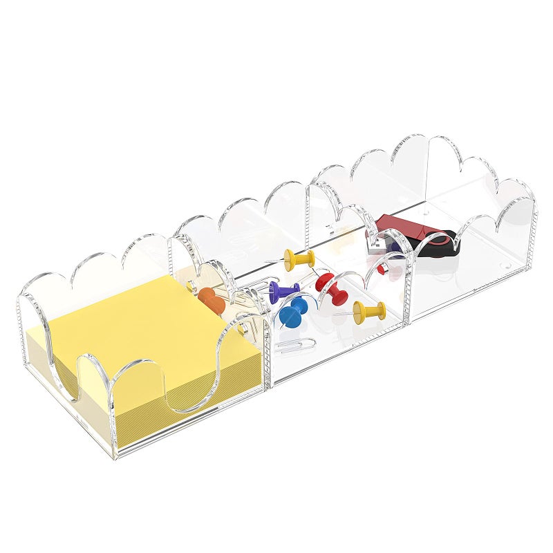 YAGELI Magnetic 3-in-1 Acrylic Sticky Note Holder Dispenser | Modern Desktop Organizer for 3x3 Post It Notes & Memo Pads with Non-Slip Base | for Productive Workspace at Office, Home or School | Clear - Image 1