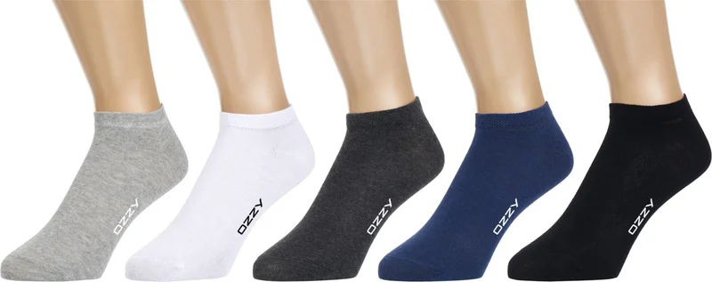 اوزي سوكس 5 Pairs Seamless Cotton Multicolor Unisex Booties Socks Summer Durable Heel and Toe