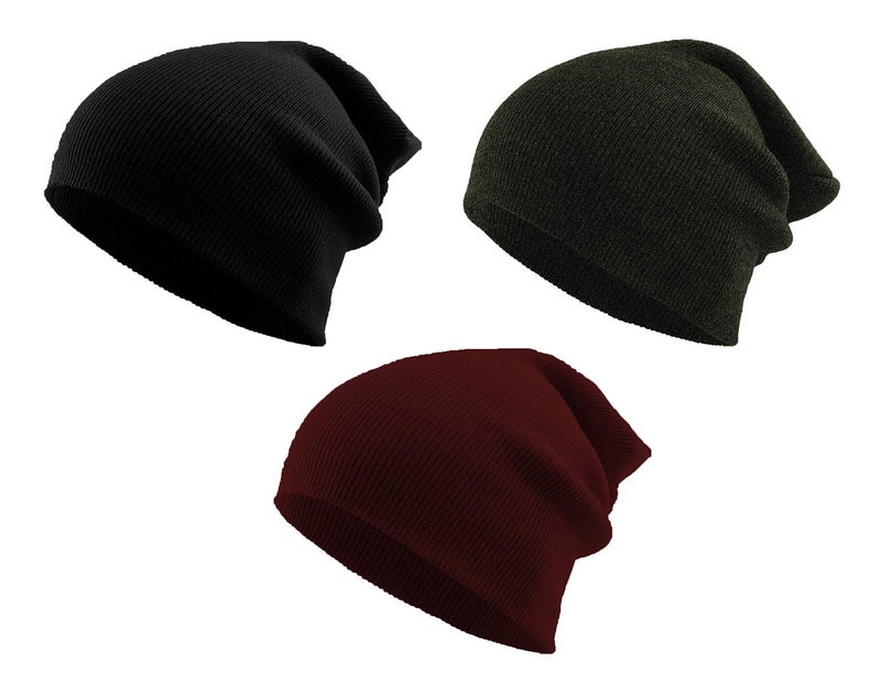THE BLAZZE 2015 Winter Beanie Cap for Men and Women Pack Of 3 (Pack Of 3, Black,DarkGrey,Maroon) - Image 5