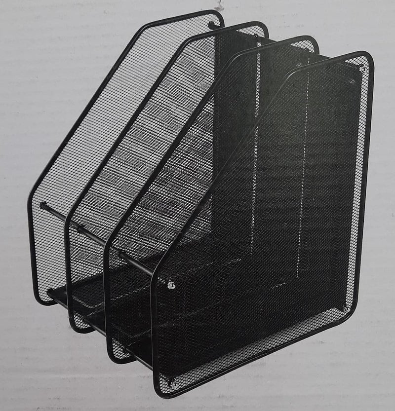 IMPRINT Metal 3 Tier Tray Standing Mesh Wire Magazine Frame Table Top - Image 1