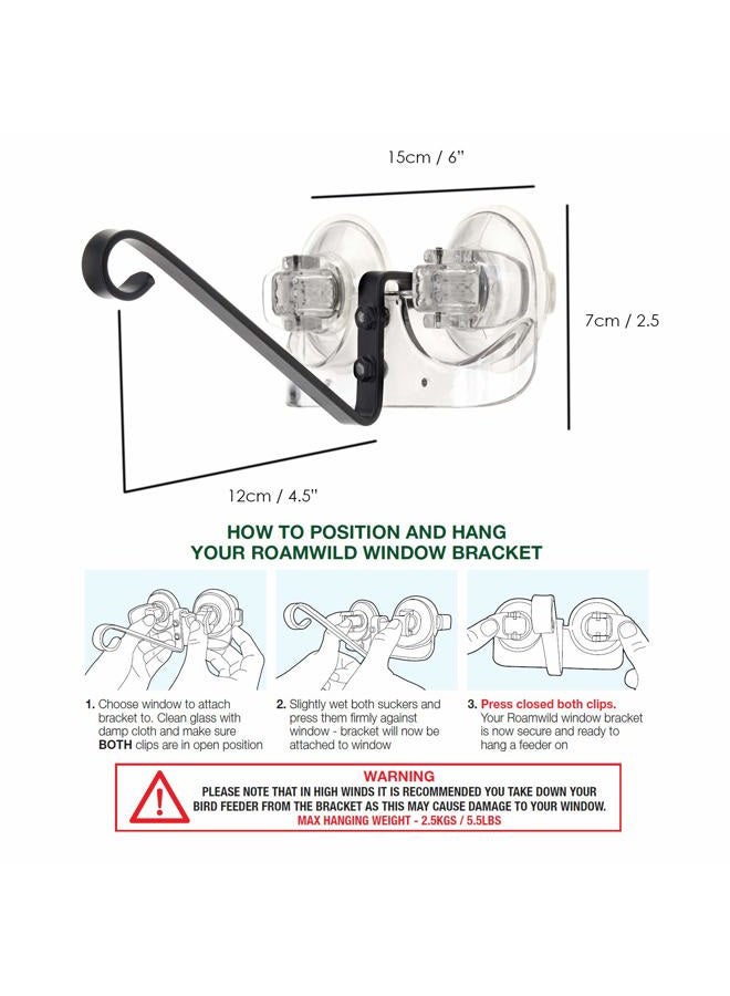 Roamwild Window Mounted Bird Feeder Bracket With Super Strong NEW Dual Suction Technology - Image 4