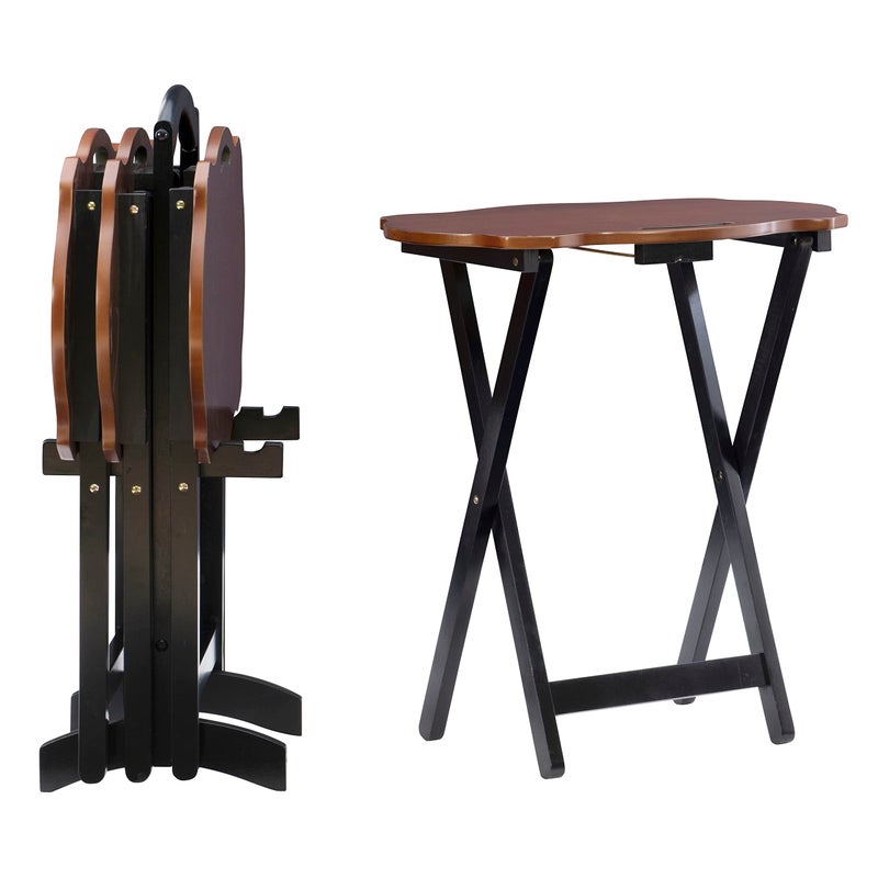 Powell Powell Furniture Serpentine Modern Storage Tray Table Black with Hazelnut Top Set of 4 2312 x 1534 x 26